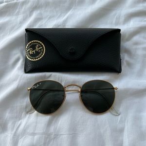Rayban Polarized Round Metal Sunglasses & Case
